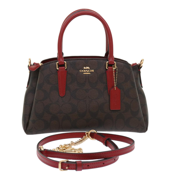 Coach | Bags | Coach Signature Hand Bag Pvc Leather 2way Brown Auth ...